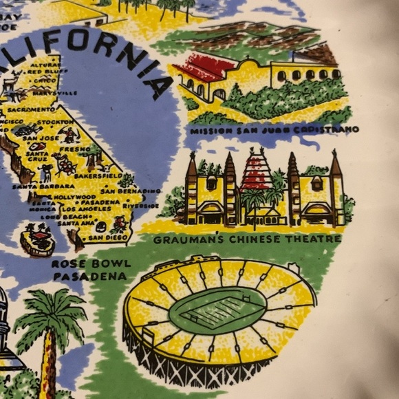 1960s Vintage California Gold Rim Tourist Souvenir Ceramic Display Plate - Picture 3 of 17